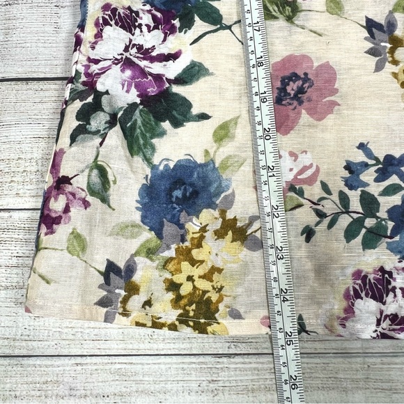 Hester & Orchard Linen Blend Blouse Floral Button Closure Tie sleeve Size L - Picture 9 of 9